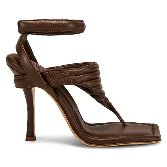 Gia Borghini Shoes - NEW GIA BORGHINI Leather Thong Sandal in Coffee Brown Heeled Heels 37.5 / 7.5